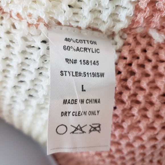 Twenty Ten Large Peach Orange & White Striped Sweater Knit Quarter Sleeve Blouse - Picture 2 of 7